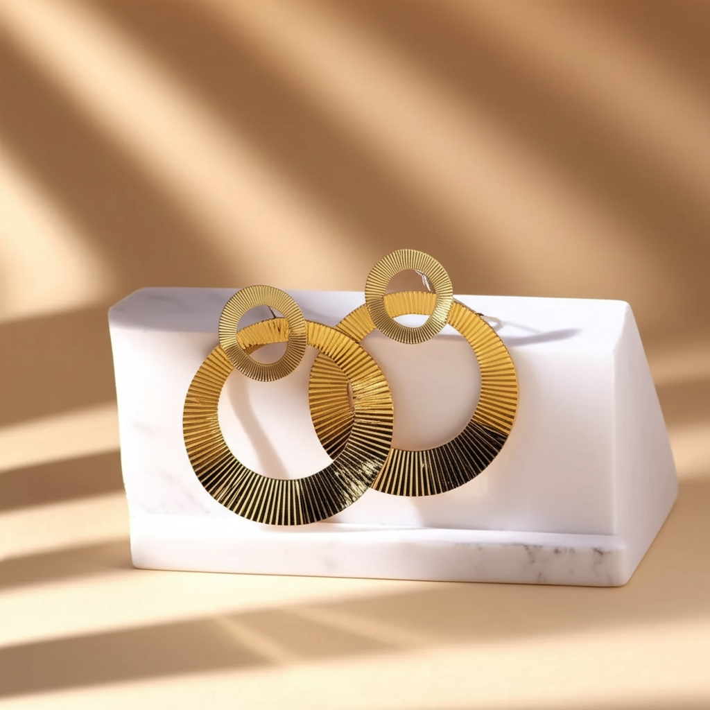 Gold hoop dangle earrings - Earrings - View 2
