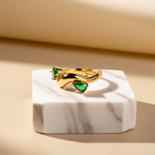 Alternate green crystal diamond ring - Rings - View 8