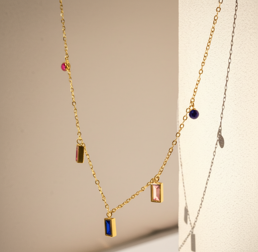 Multicolour stone chain best for layering - Necklaces - View 1
