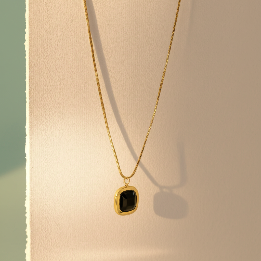 Black square pendant chain - Necklaces - View 6