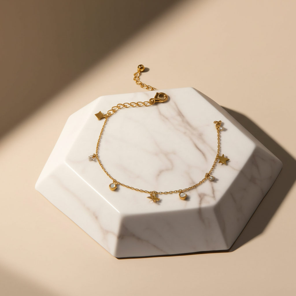 Star and white stone charm bracelet - Bracelets - View 1