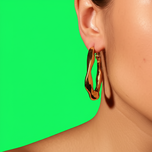 Artistic sculpture design hoop earrings  - Earrings - View 1