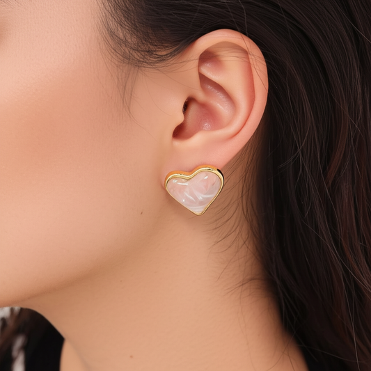 Baby pink heart shaped studs - Earrings - View 1