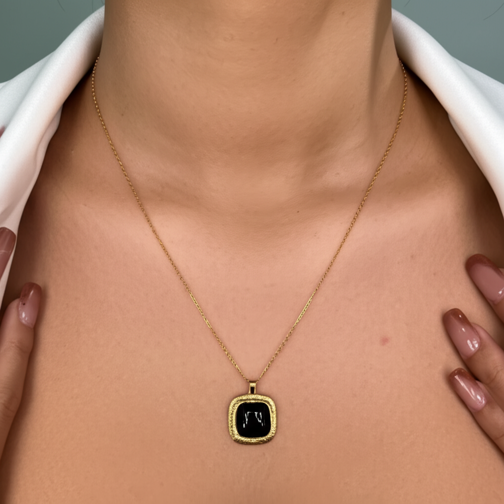 Black square pendant chain - Necklaces - View 1