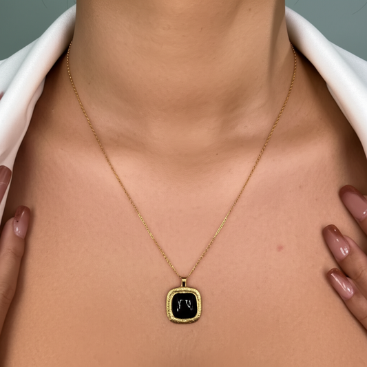 Black square pendant chain - Necklaces - View 1