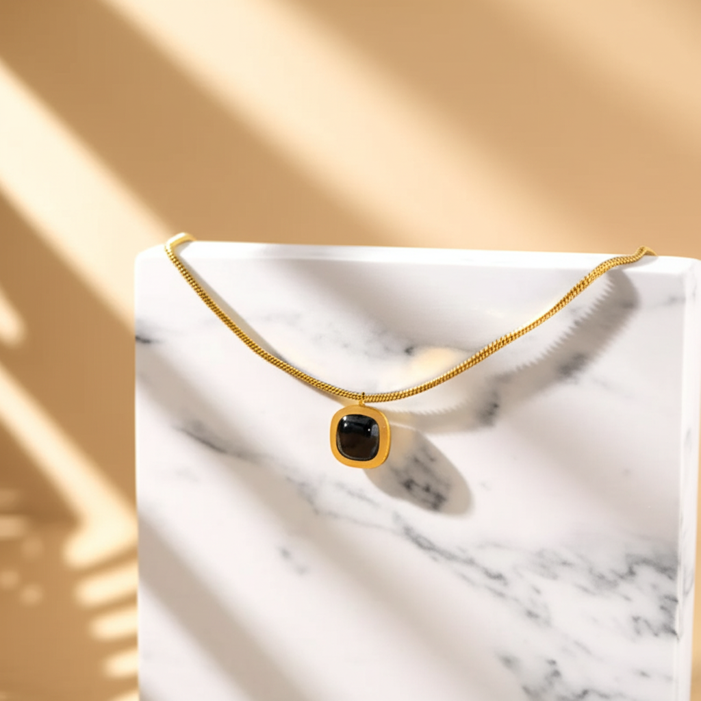 Black square pendant chain - Necklaces - View 2