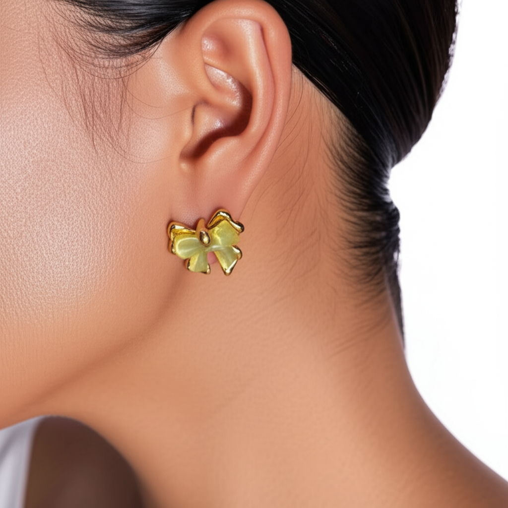 Bow-Knot green studs - Earrings - View 1
