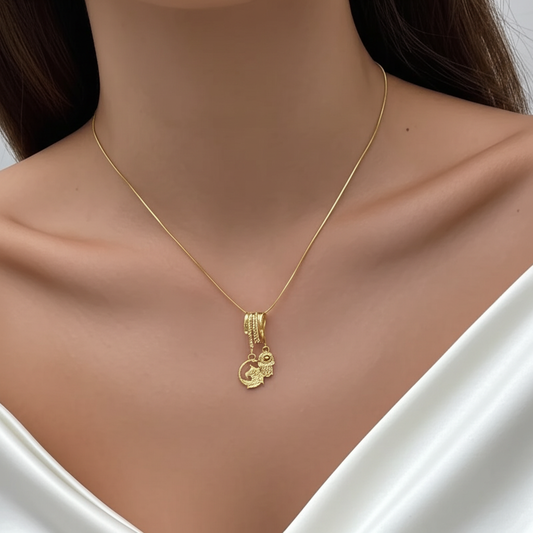 Chain with rhinestone horse and evil eye charm pendant  - Necklaces - View 1