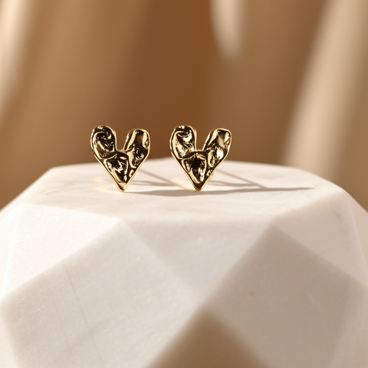 Chunky heart shaped studs - Earrings - View 1