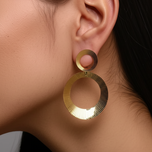 Gold hoop dangle earrings  - Earrings - View 1