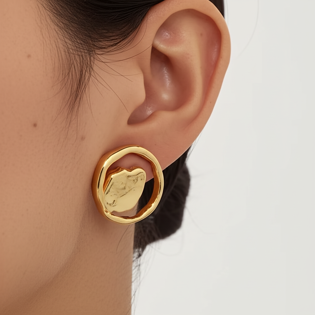 Gold toned classic shape earrings  - Earrings - View 1