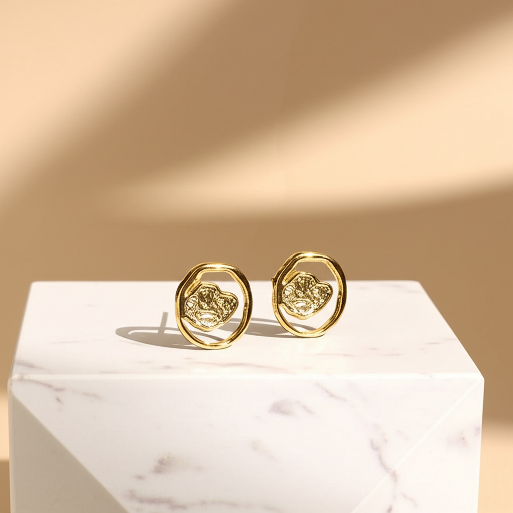 Gold toned classic shape earrings  - Earrings - View 2