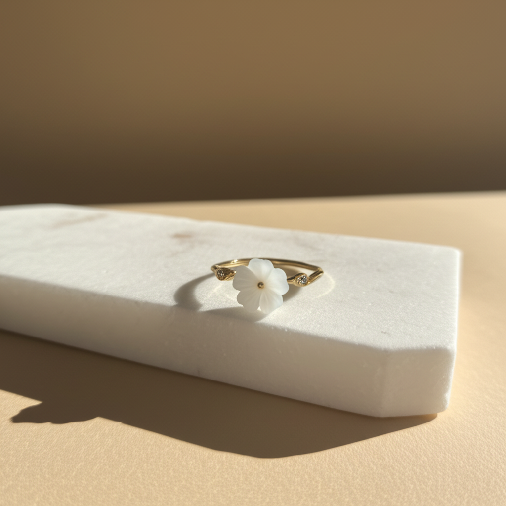 Dainty dewdrop bloom ring - Rings - View 1