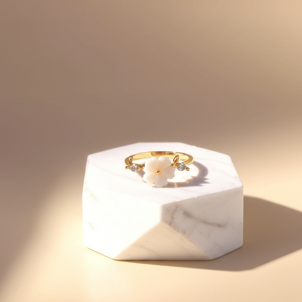 Dainty dewdrop bloom ring - Rings - View 2