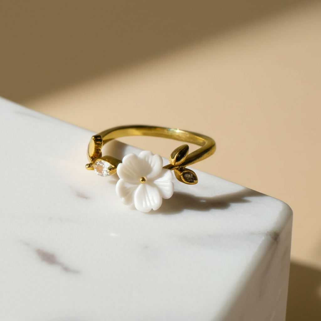 Dainty dewdrop bloom ring - Rings - View 3