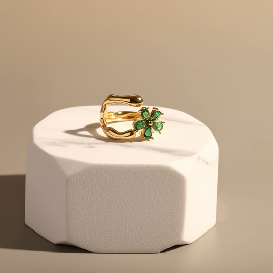 Sparkle & Stone green flower statement ring - Rings - View 1