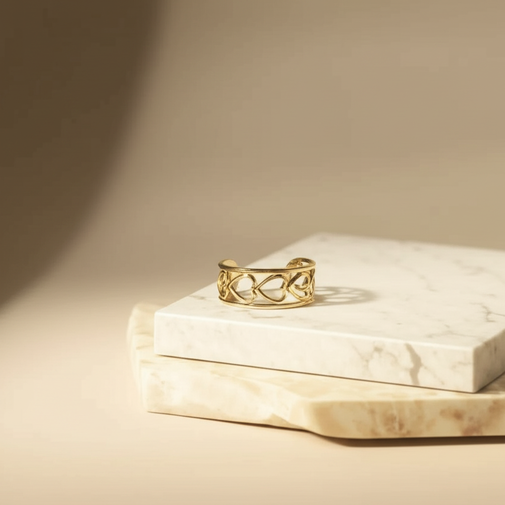 Heart wrapped around adjustable ring - Rings - View 1