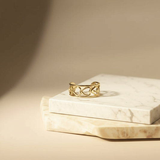 Heart wrapped around adjustable ring - Rings - View 1