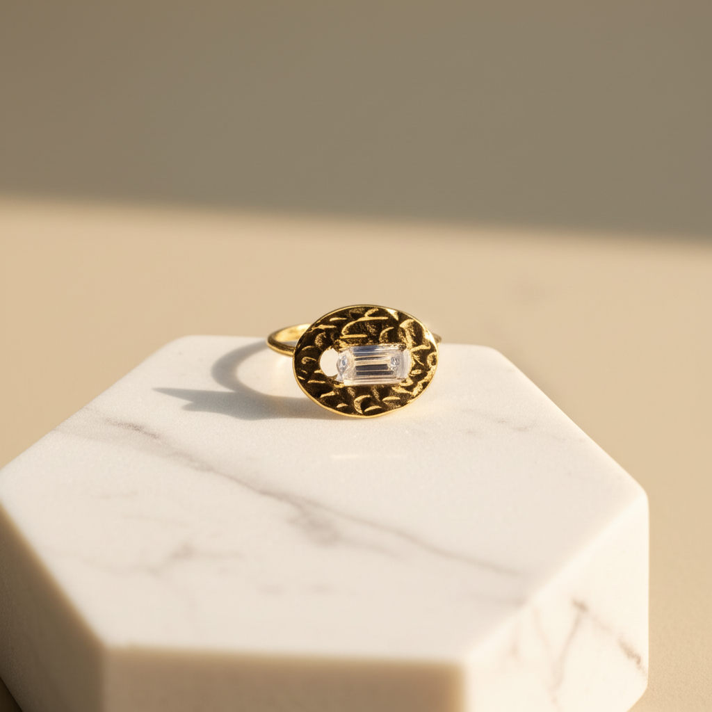Rectangular diamond chunky statement ring - Rings - View 2