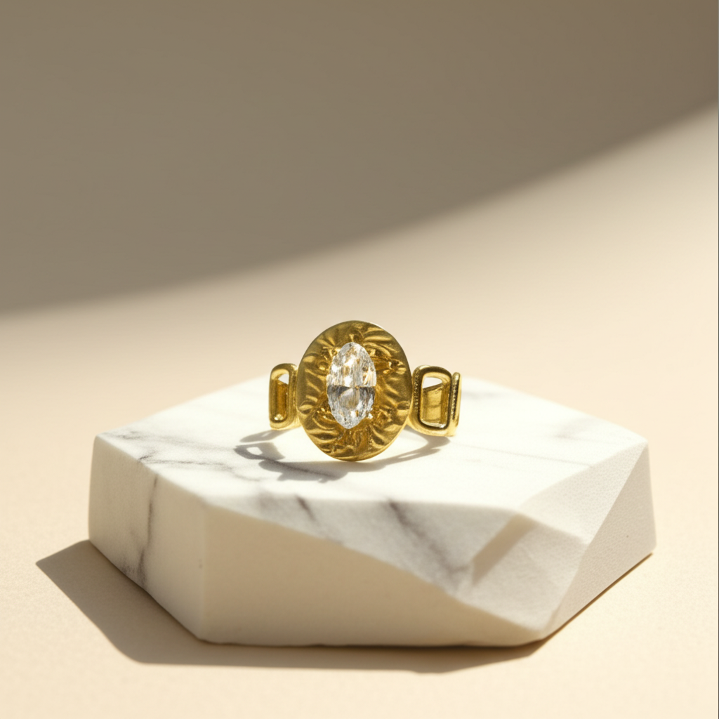 Rectangular diamond chunky statement ring - Rings - View 3