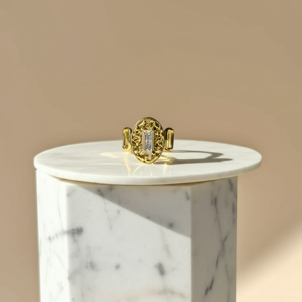 Rectangular diamond chunky statement ring - Rings - View 4