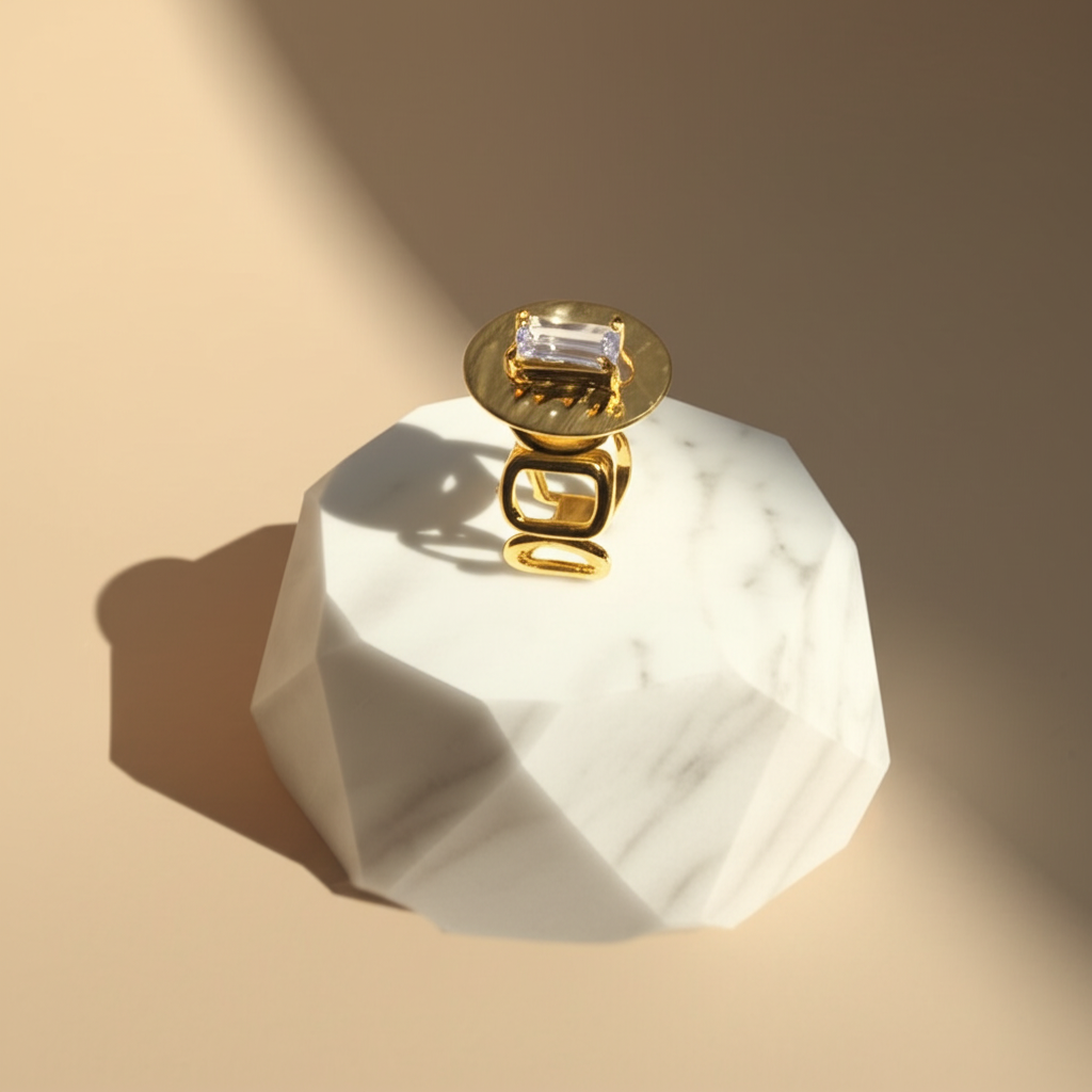Rectangular diamond chunky statement ring - Rings - View 7