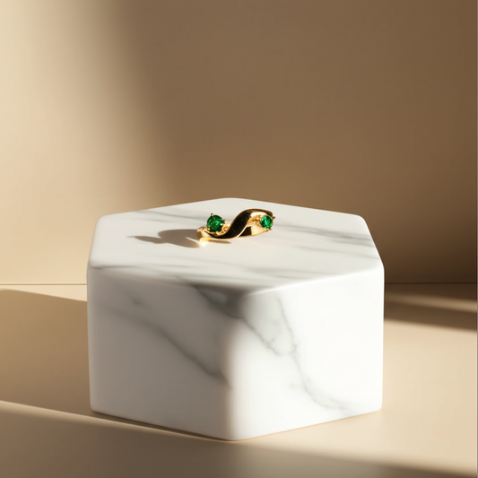 Alternate green crystal diamond ring - Rings - View 1