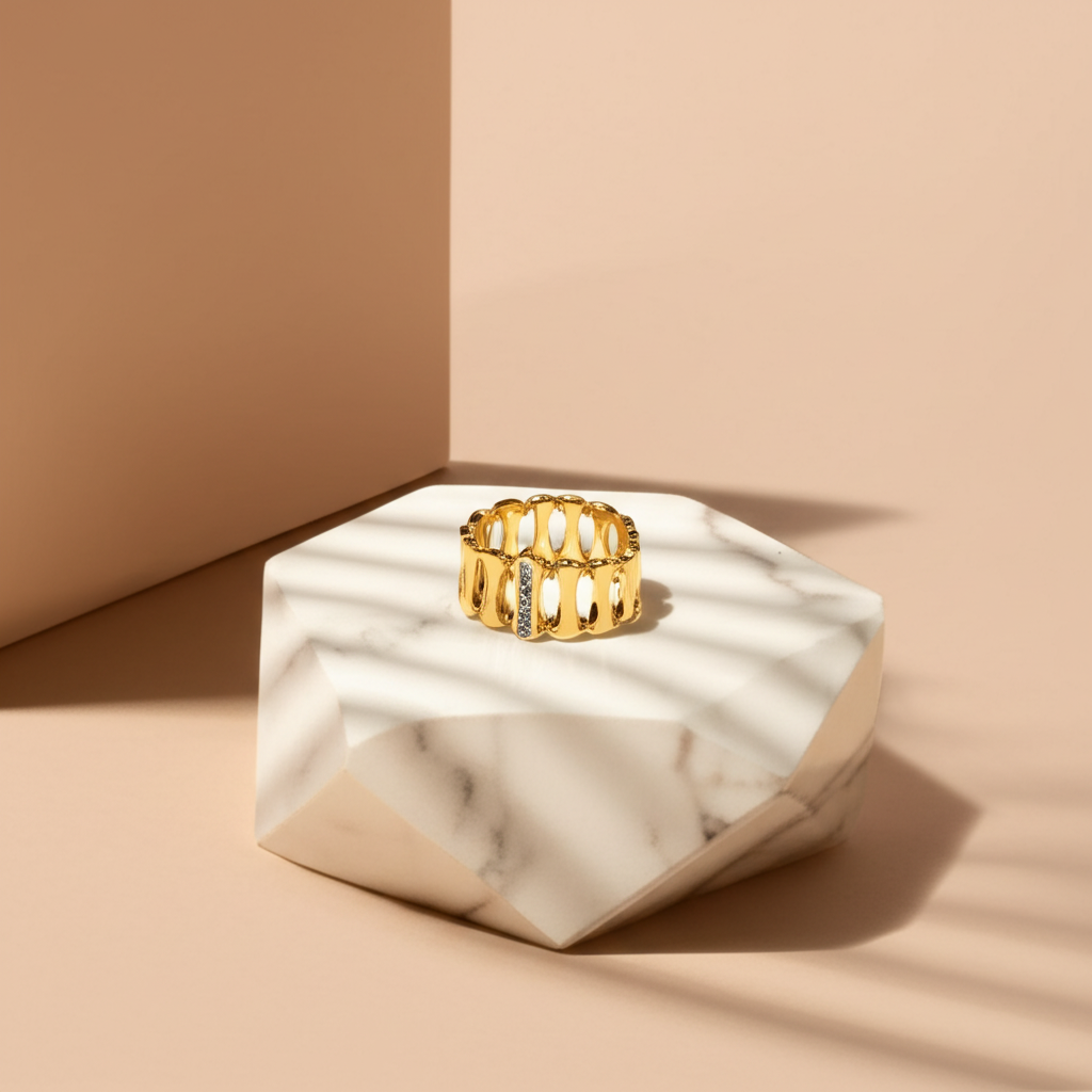 Starlight colonnade gold toned adjustable ring - Rings - View 1