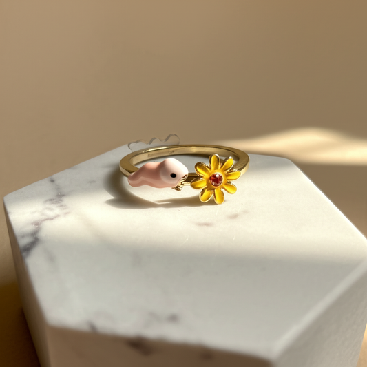 Sunflower bird adjustable ring - Rings - View 4