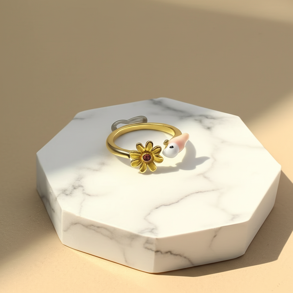 Sunflower bird adjustable ring - Rings - View 5