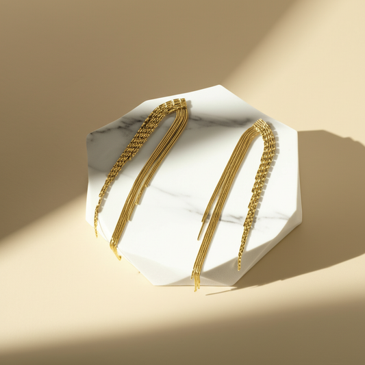 Gold tone tassels earrings  - Earrings - View 2