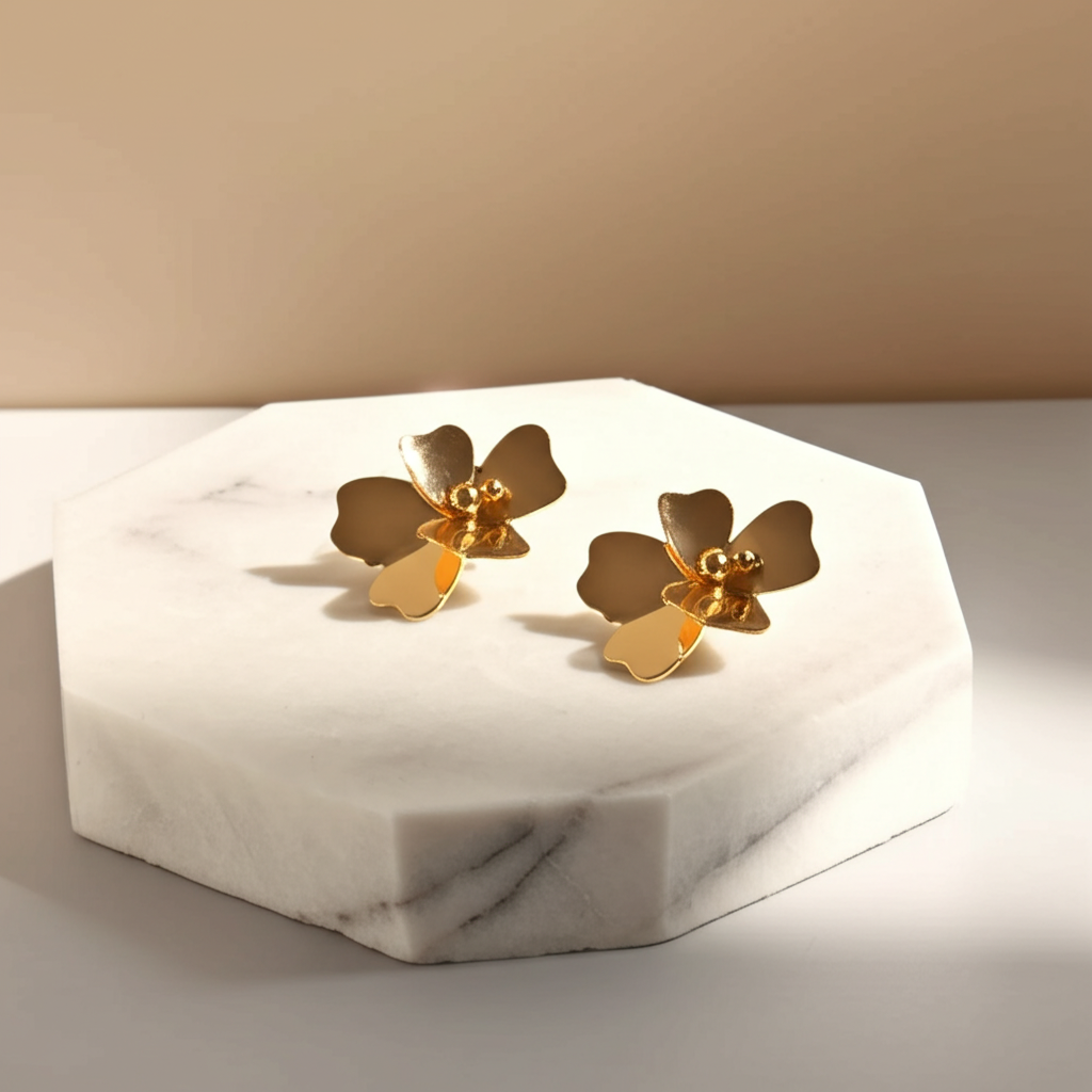 Chunky flower dangling earrings  - Earrings - View 5