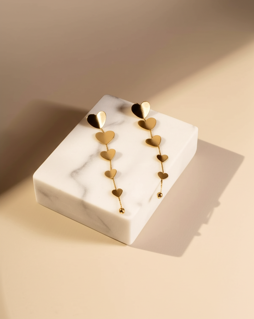 Heart cascade drop earrings  - Earrings - View 3