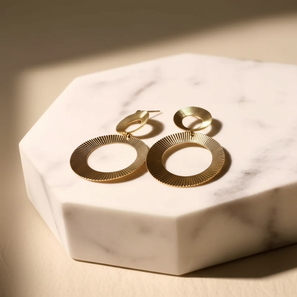 Gold hoop dangle earrings  - Earrings - View 4