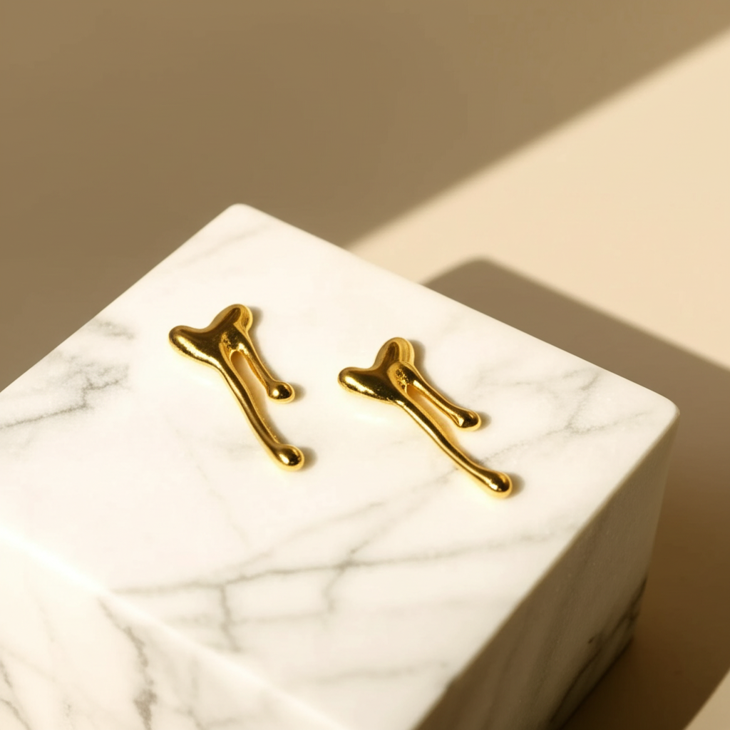 Melted heart drop earring studs - Earrings - View 3
