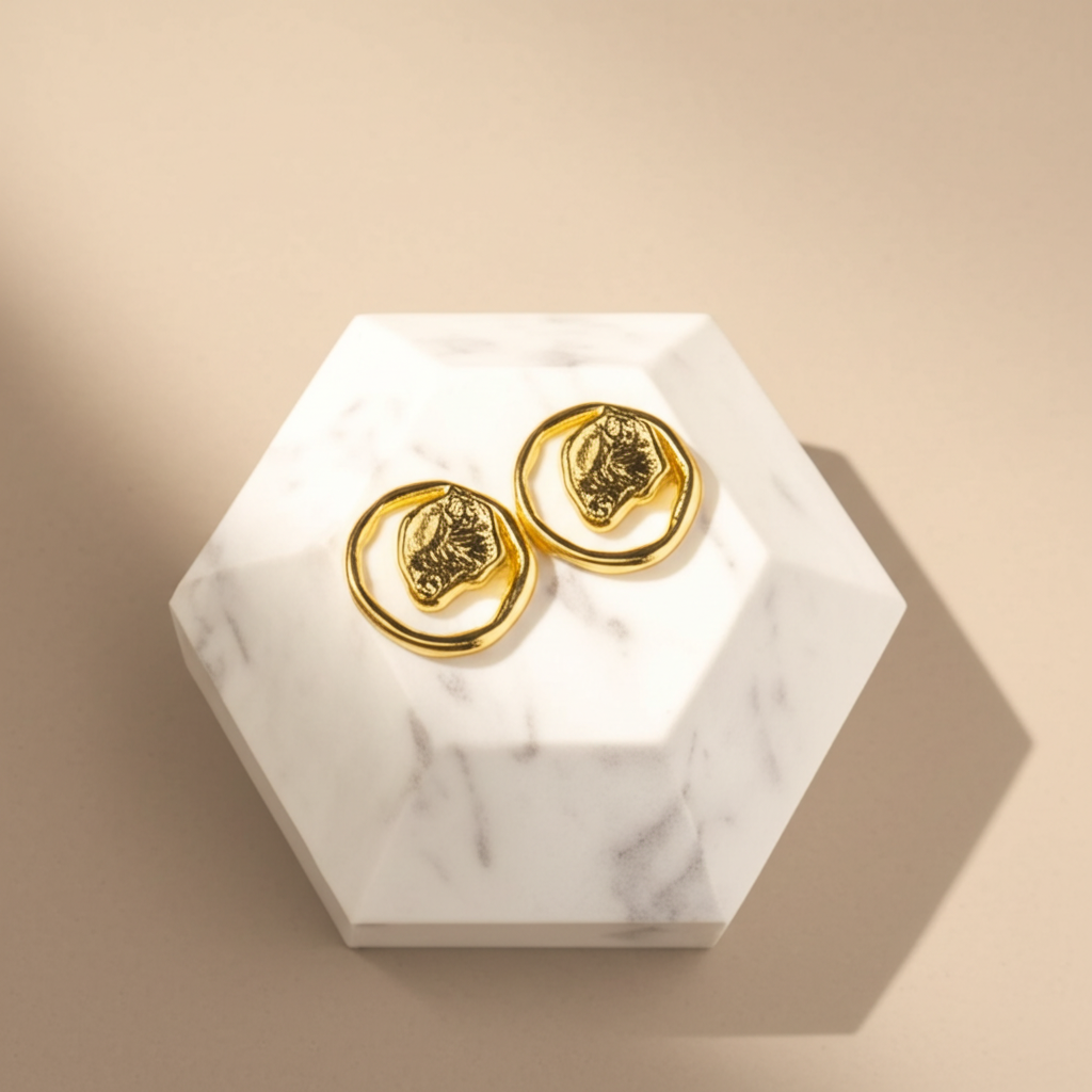 Gold toned classic shape earrings  - Earrings - View 5
