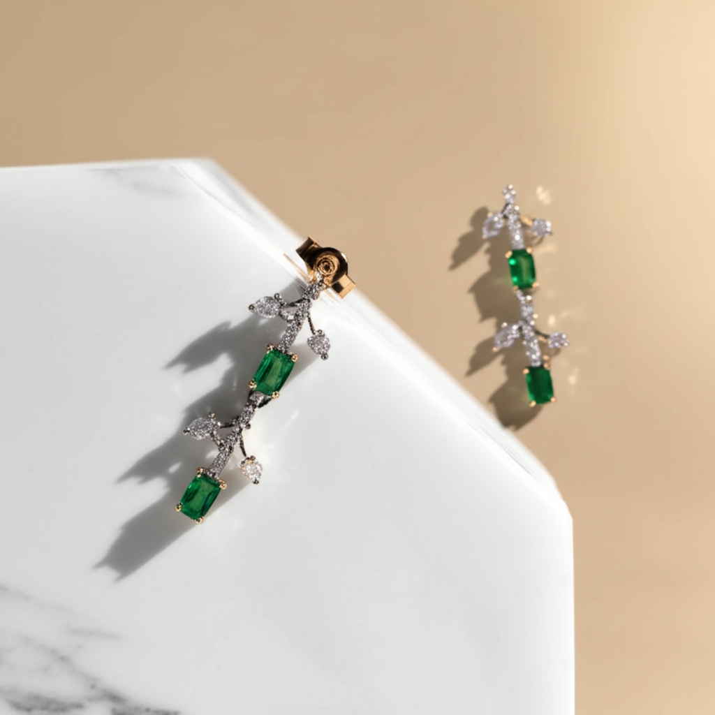 Emerald green crystal necklace set - Necklace and earrings set - View 4