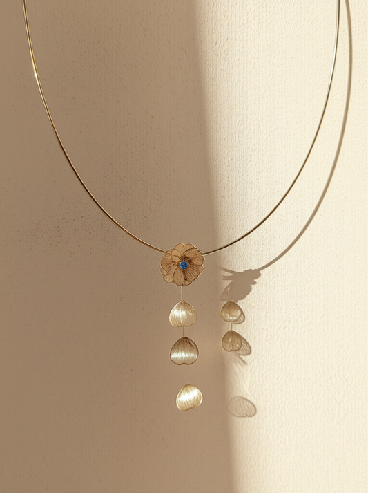 Beautiful drop down flower hasli necklace  - Necklaces - View 3