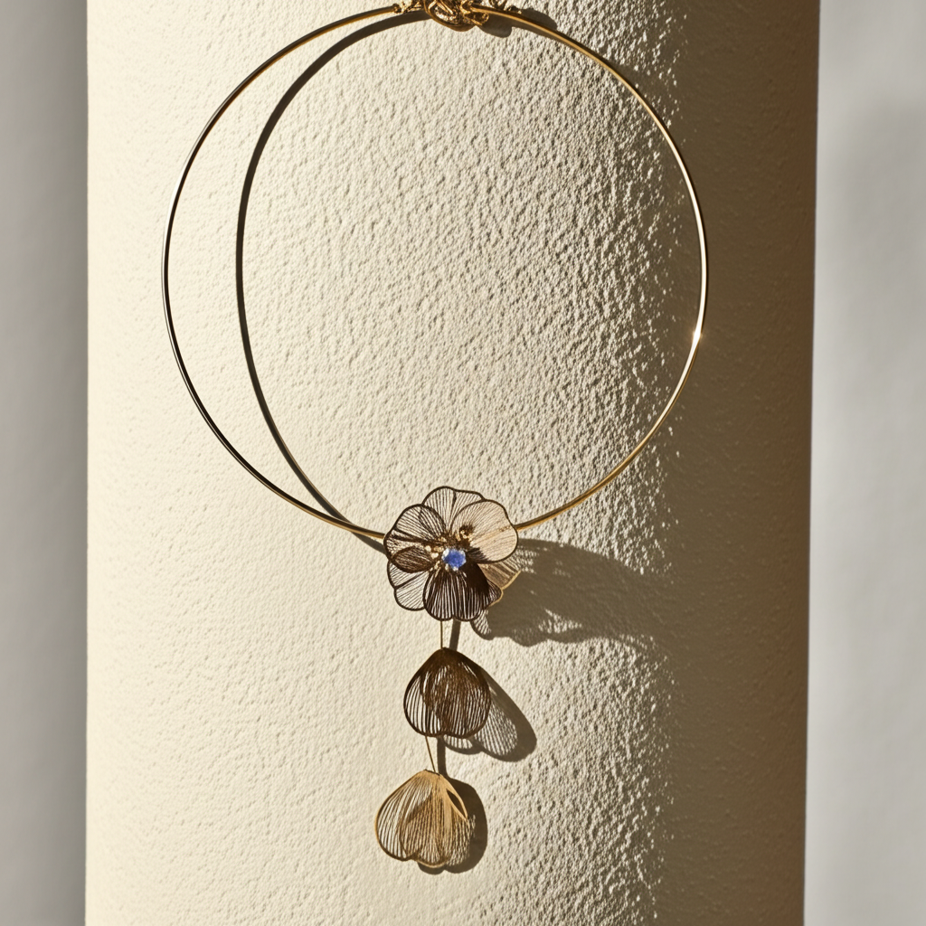 Beautiful drop down flower hasli necklace  - Necklaces - View 4