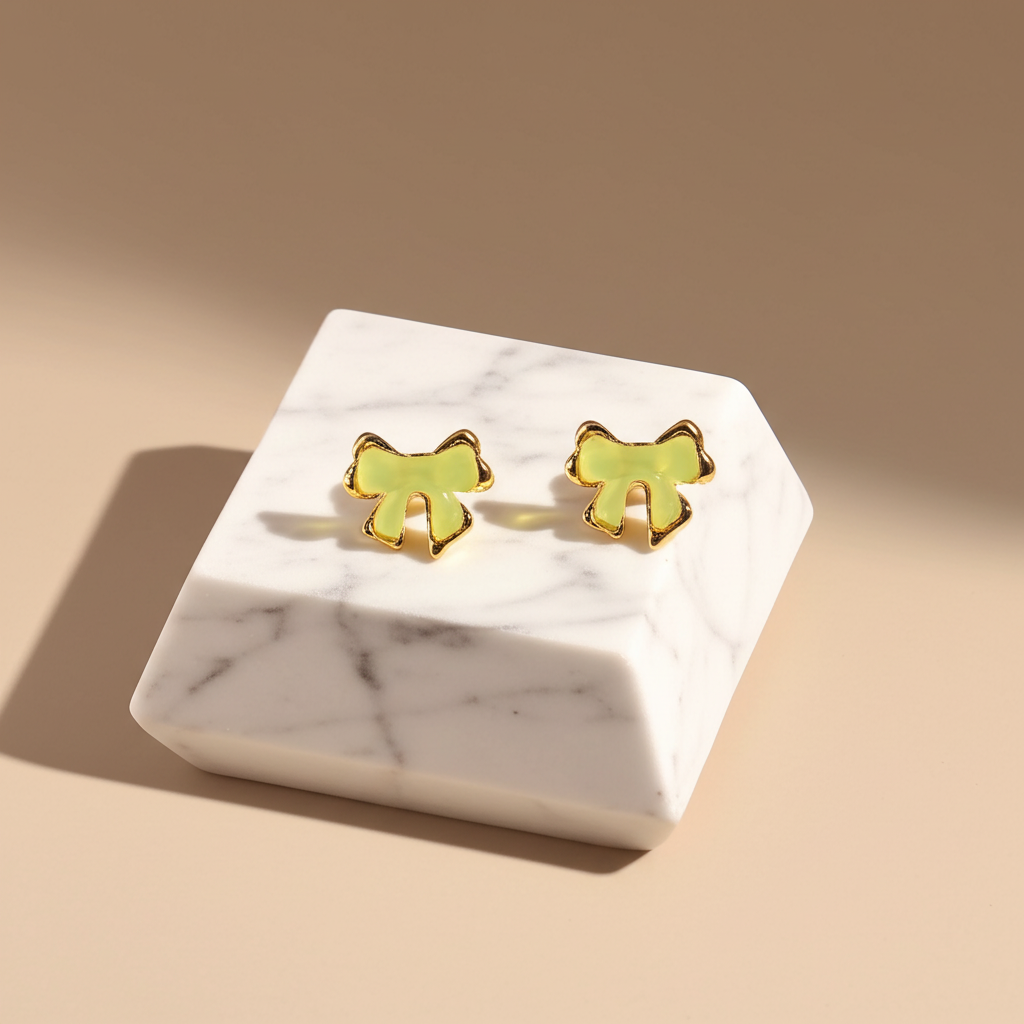 Bow-Knot green studs - Earrings - View 3