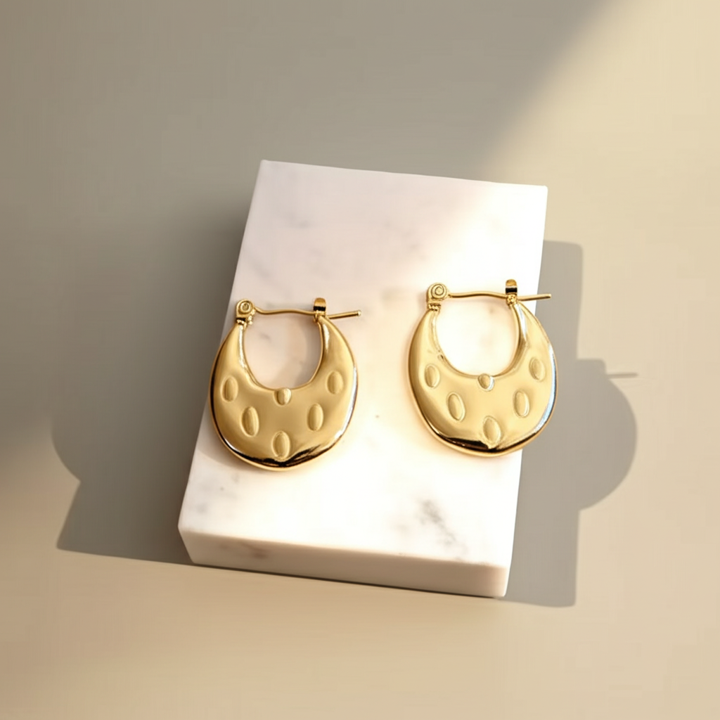 Celestial crescent gold hoop earrings  - Earrings - View 4