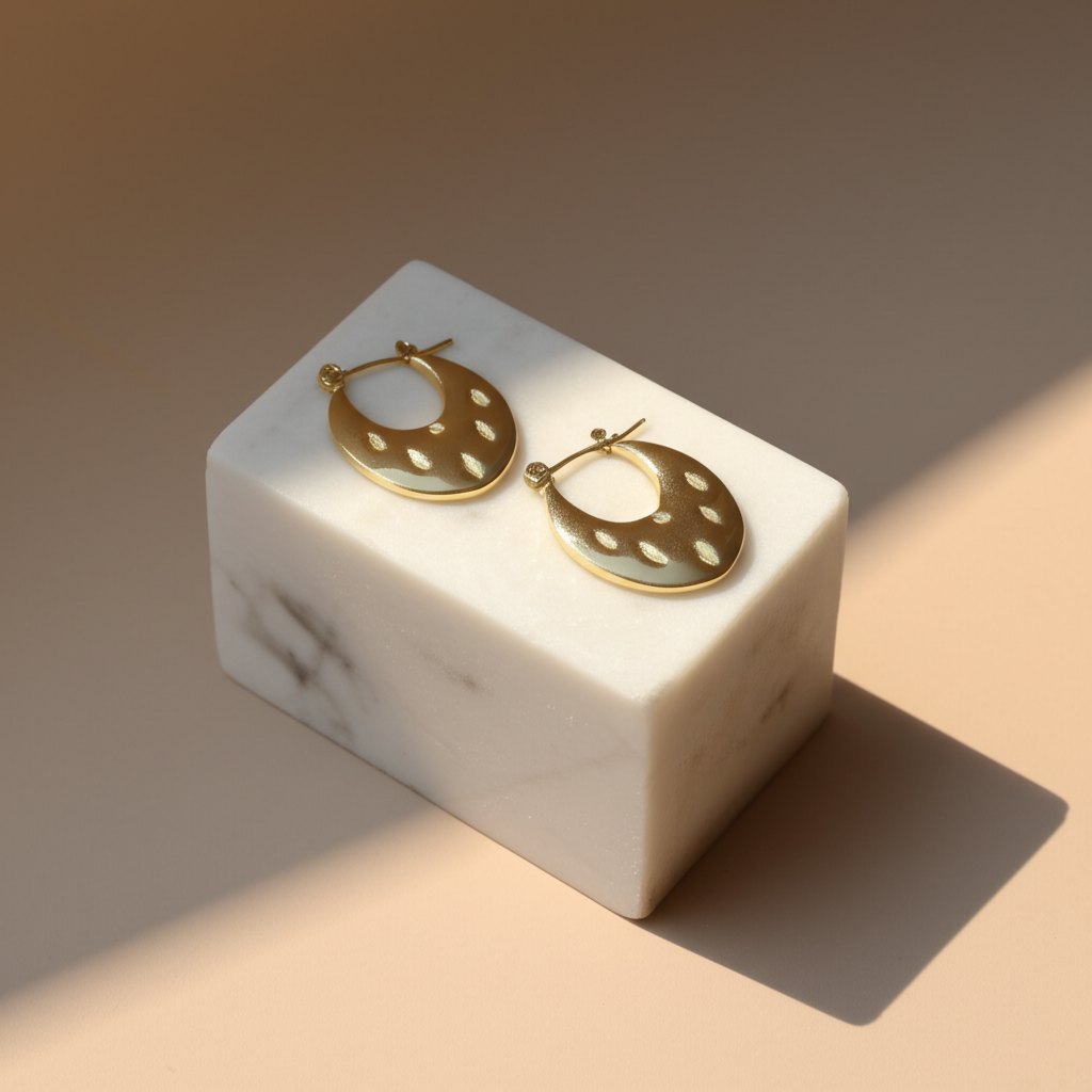 Celestial crescent gold hoop earrings  - Earrings - View 5