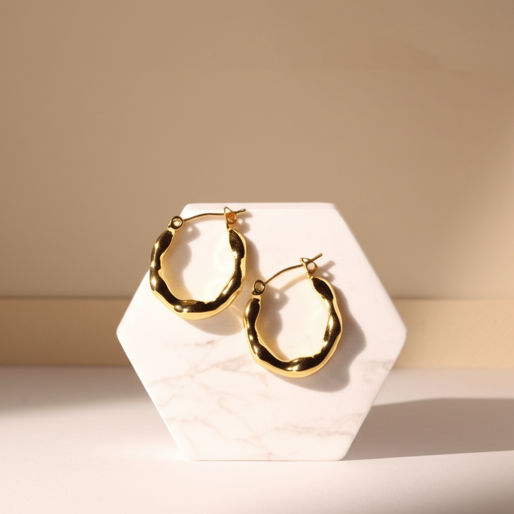 Artistic sculpture design hoop earrings  - Earrings - View 3