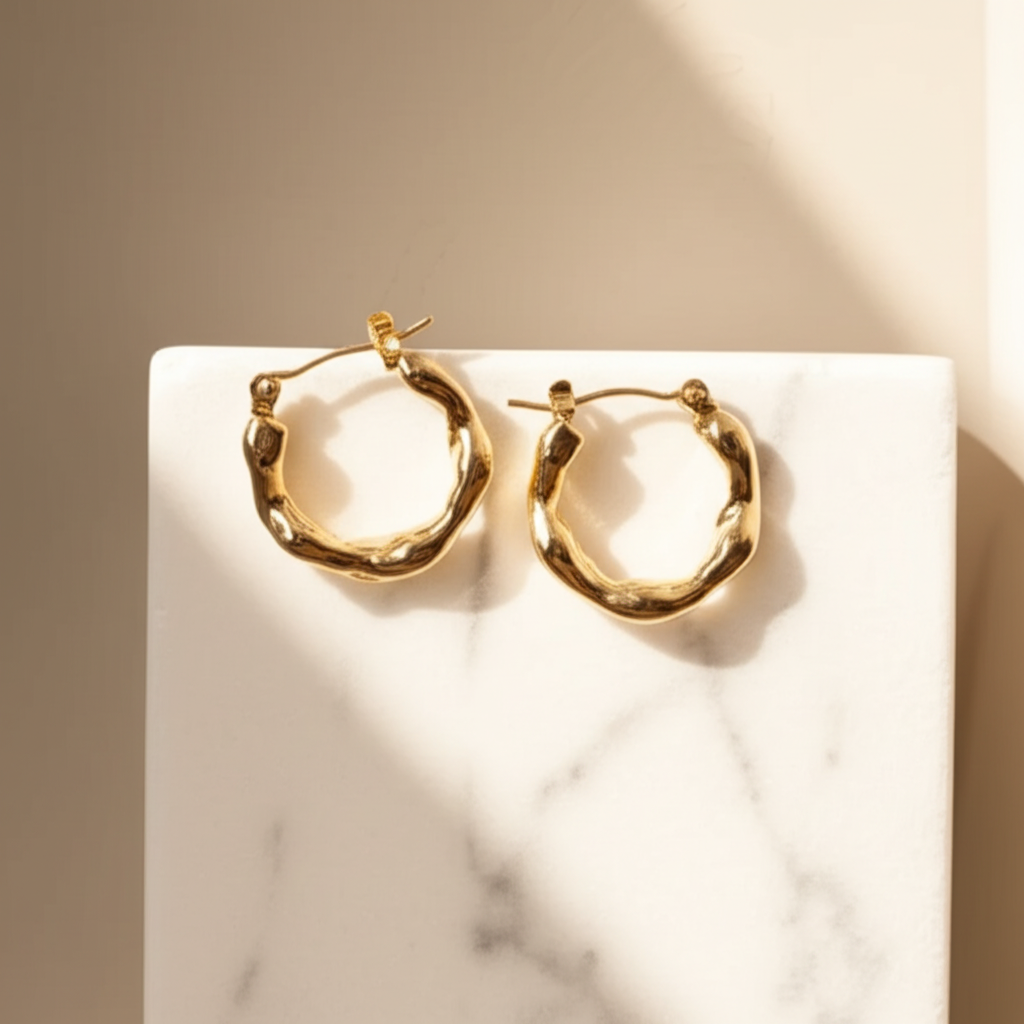 Artistic sculpture design hoop earrings  - Earrings - View 4