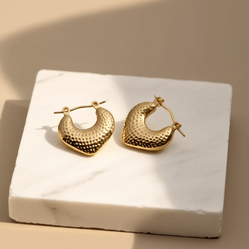 Strawberry shaped gold hoop earrings  - Earrings - View 1