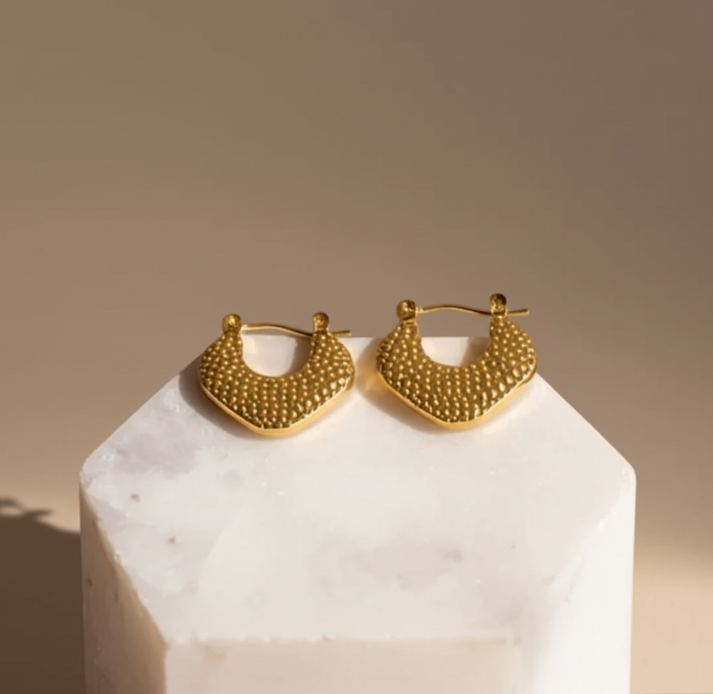 Strawberry shaped gold hoop earrings  - Earrings - View 2