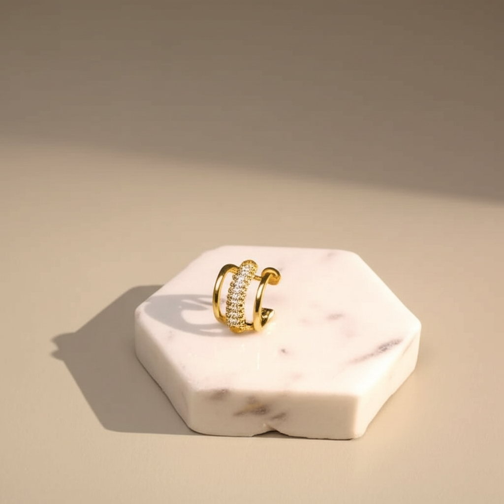 Stone studded nail ear cuff - Earrings - View 1