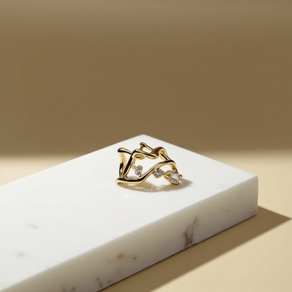 Dainty minimalist triple band ear cuff - Earrings - View 1