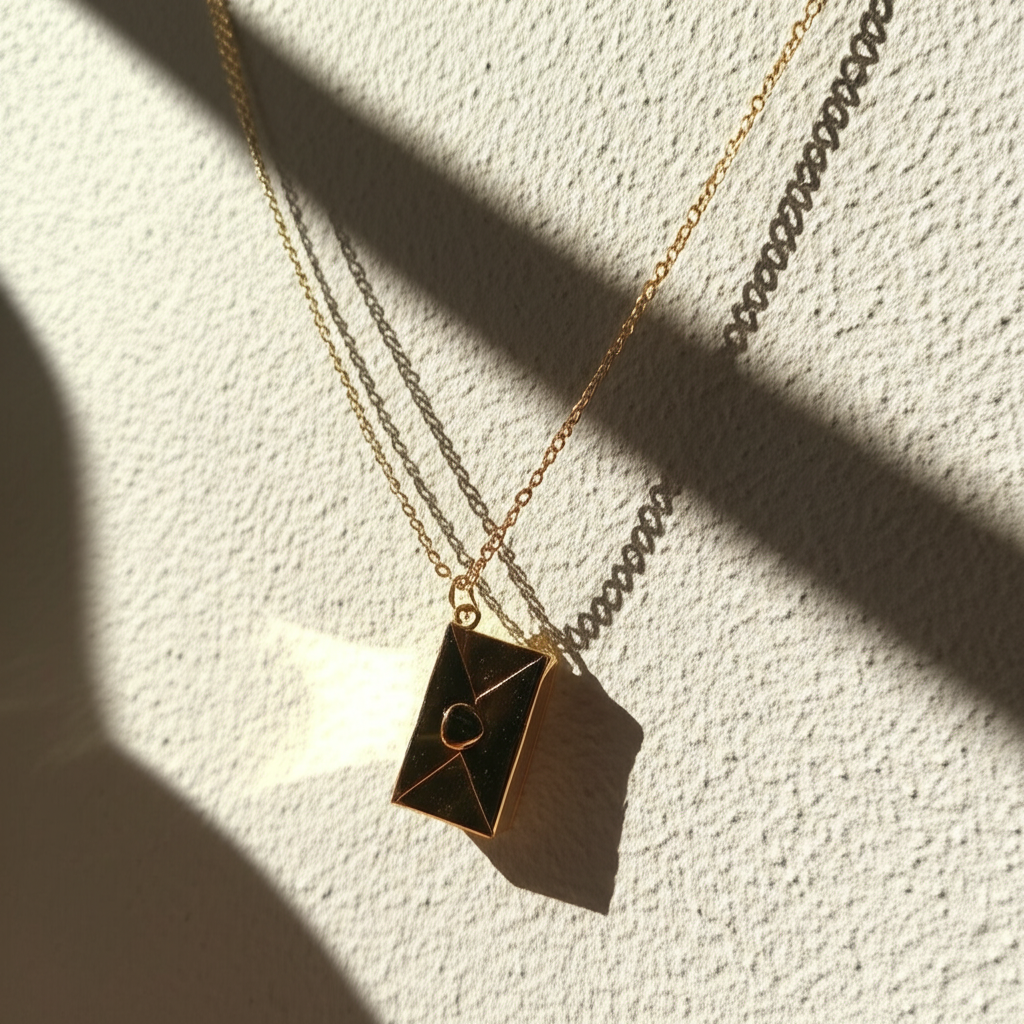 Envelope chain with secret love message - Necklaces - View 3