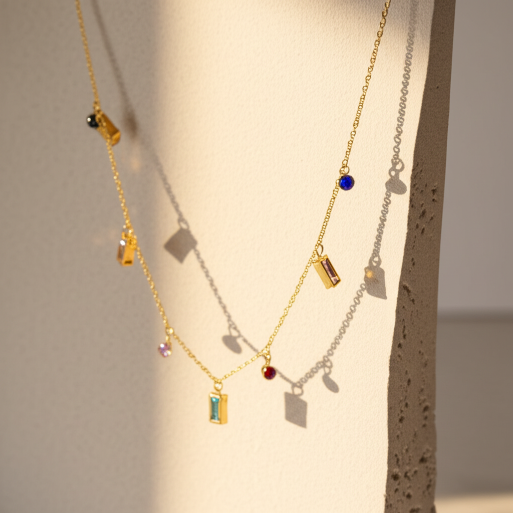 Multicolour stone chain best for layering  - Necklaces - View 2